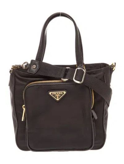 Pre-owned Prada Tessuto Nylon Cargo Pocket Handle Bag In Black