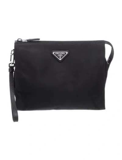 Pre-owned Prada Tessuto Nylon Clutch In Black