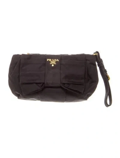 Pre-owned Prada Tessuto Nylon Clutch In Black
