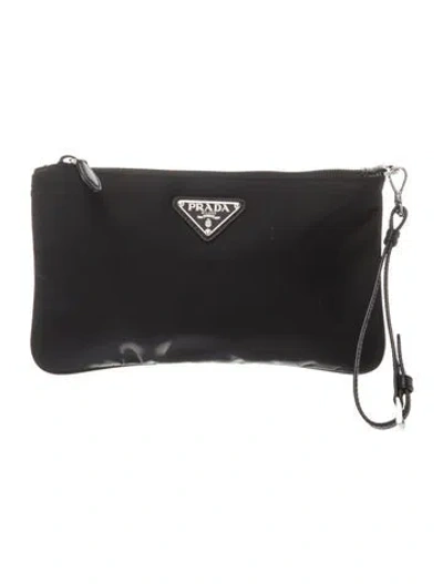 Pre-owned Prada Tessuto Nylon Clutch In Black