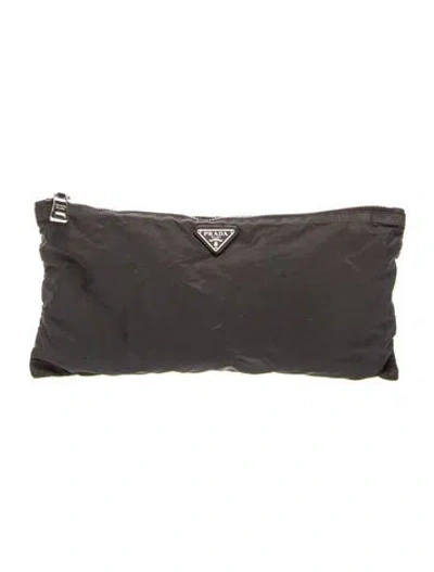 Pre-owned Prada Tessuto Nylon Clutch In Black