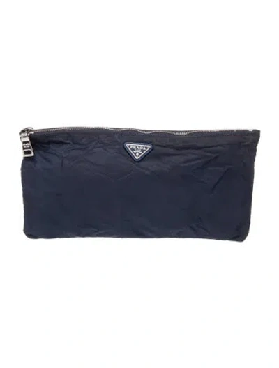 Pre-owned Prada Tessuto Nylon Clutch In Blue