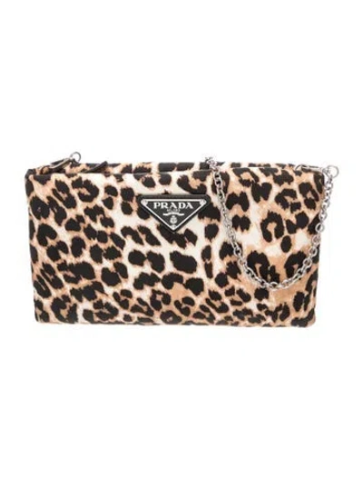 Pre-owned Prada Tessuto Nylon Clutch In Brown