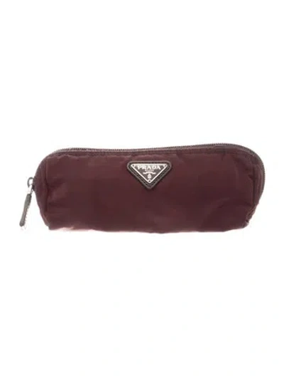 Pre-owned Prada Tessuto Nylon Clutch In Burgundy