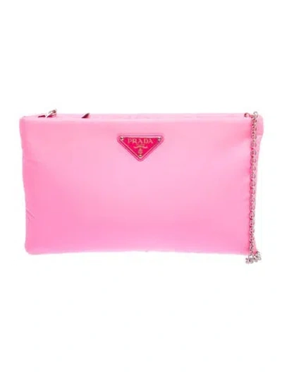 Pre-owned Prada Tessuto Nylon Clutch In Pink
