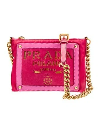 Pre-owned Prada Tessuto Nylon Clutch In Pink