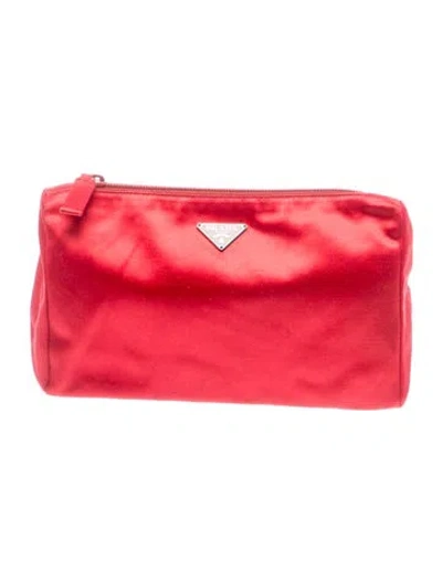Pre-owned Prada Tessuto Nylon Clutch In Red