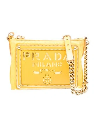 Pre-owned Prada Tessuto Nylon Clutch In Yellow
