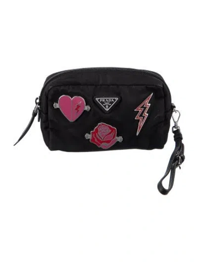 Pre-owned Prada Tessuto Nylon Cosmetic Bag In Black
