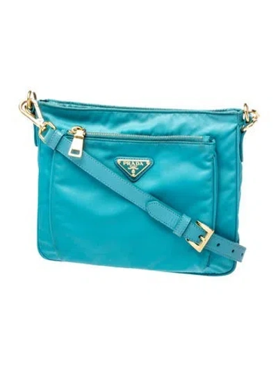 Pre-owned Prada Tessuto Nylon Crossbody Bag In Blue