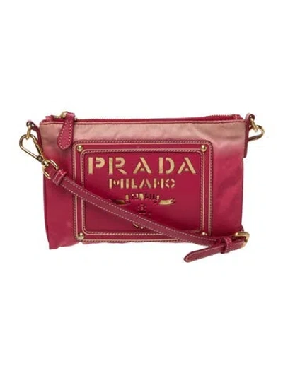 Pre-owned Prada Tessuto Nylon Crossbody Bag In Pink