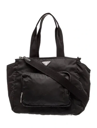 Pre-owned Prada Tessuto Nylon Diaper Bag In Black