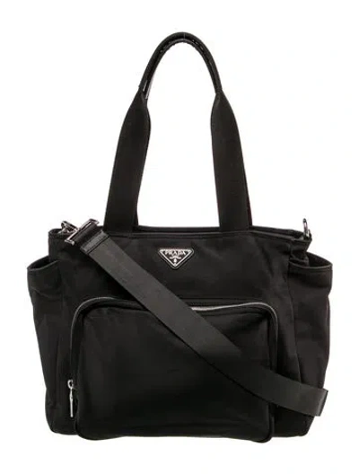 Pre-owned Prada Tessuto Nylon Diaper Bag In Black