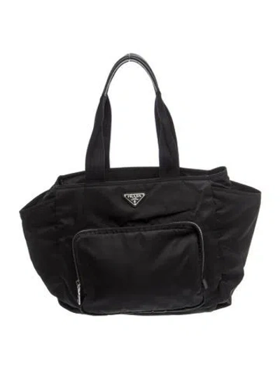 Pre-owned Prada Tessuto Nylon Diaper Bag In Black