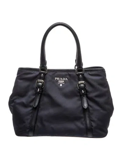 Pre-owned Prada Tessuto Nylon Diaper Bag In Blue