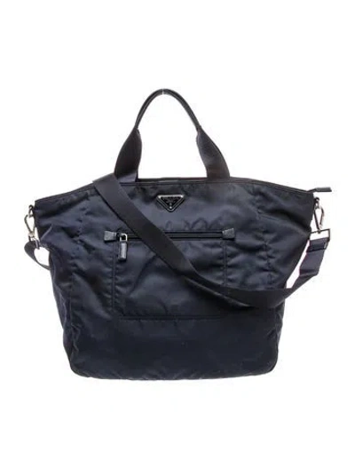 Pre-owned Prada Tessuto Nylon Diaper Bag In Blue