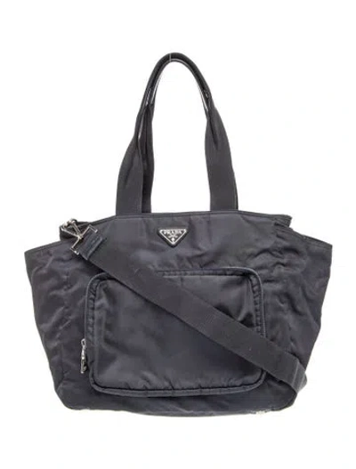 Pre-owned Prada Tessuto Nylon Diaper Bag In Blue