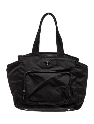 Pre-owned Prada Tessuto Nylon Diaper Bag In Blue