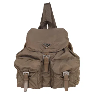 Pre-owned Prada Tessuto Nylon Drawstring Backpack Brown