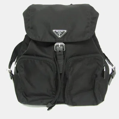 Pre-owned Prada Tessuto Nylon Leather Backpack Black