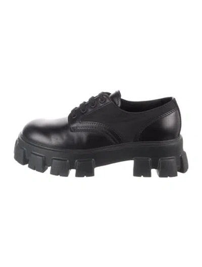 Pre-owned Prada Tessuto Nylon Leather Oxfords In Black
