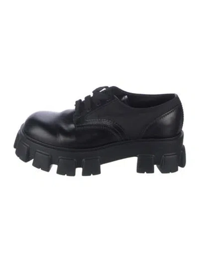 Pre-owned Prada Tessuto Nylon Leather Oxfords In Black