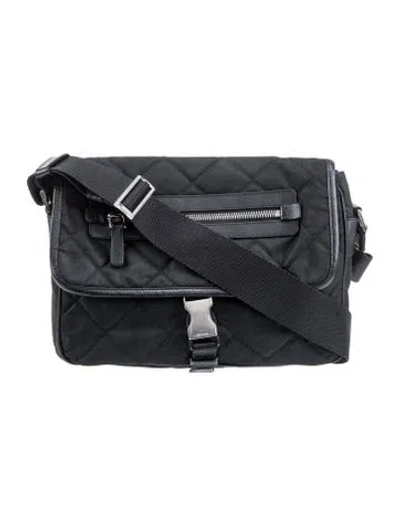 Pre-owned Prada Tessuto Nylon Messenger Bag In Black