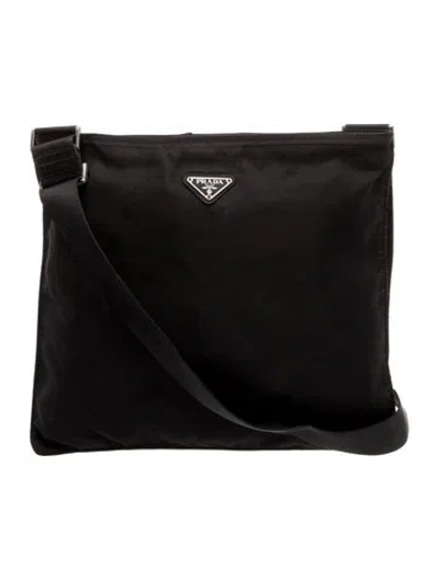 Pre-owned Prada Tessuto Nylon Messenger Bag In Black