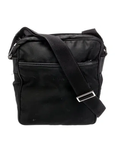 Pre-owned Prada Tessuto Nylon Messenger Bag In Black