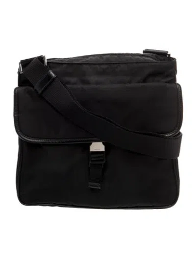 Pre-owned Prada Tessuto Nylon Messenger Bag In Black