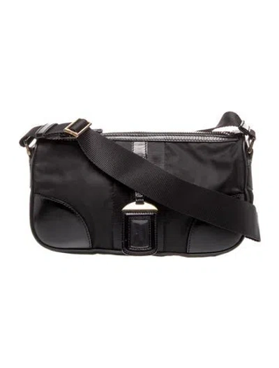 Pre-owned Prada Tessuto Nylon Messenger Bag In Black