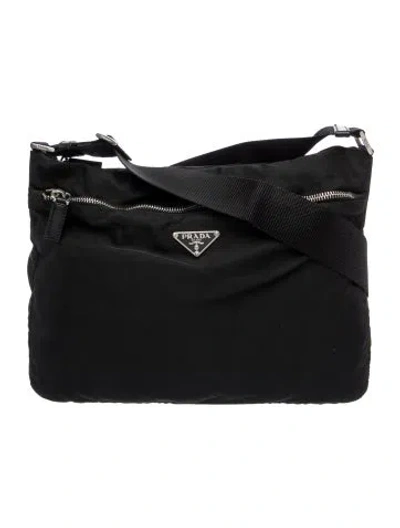 Pre-owned Prada Tessuto Nylon Messenger Bag In Black