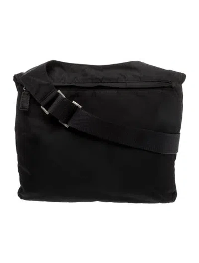 Pre-owned Prada Tessuto Nylon Messenger Bag In Black