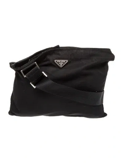 Pre-owned Prada Tessuto Nylon Messenger Bag In Black