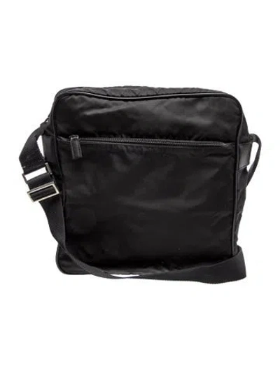 Pre-owned Prada Tessuto Nylon Messenger Bag In Black