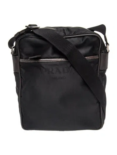 Pre-owned Prada Tessuto Nylon Messenger Bag In Black