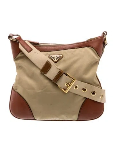 Pre-owned Prada Tessuto Nylon Messenger Bag In Green