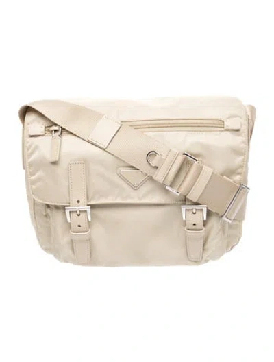 Pre-owned Prada Tessuto Nylon Messenger Bag In Neutral