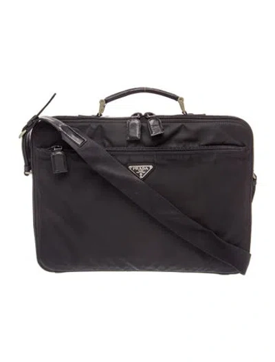 Pre-owned Prada Tessuto Nylon Messenger Bag Vintage In Black