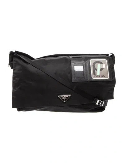Pre-owned Prada Tessuto Nylon Messenger In Black