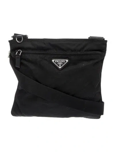 Pre-owned Prada Tessuto Nylon Messenger Small In Black