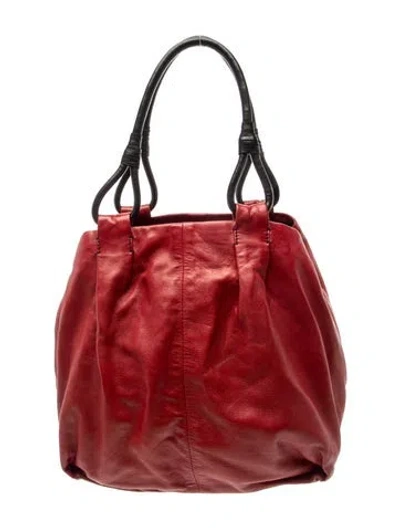 Pre-owned Prada Tessuto Nylon Nappa Leather Tote In Red