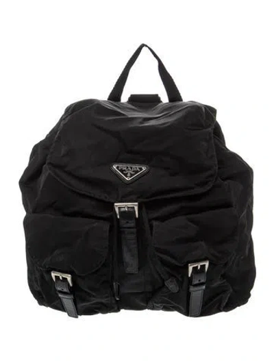 Pre-owned Prada Tessuto Nylon Nylon Backpack In Black