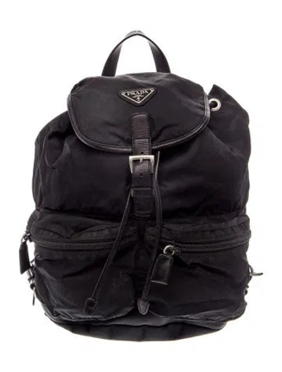 Pre-owned Prada Tessuto Nylon Nylon Backpack In Black