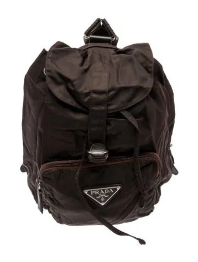 Pre-owned Prada Tessuto Nylon Nylon Backpack In Brown