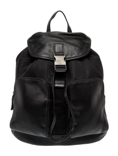 Pre-owned Prada Tessuto Nylon Nylon Backpack Large In Black