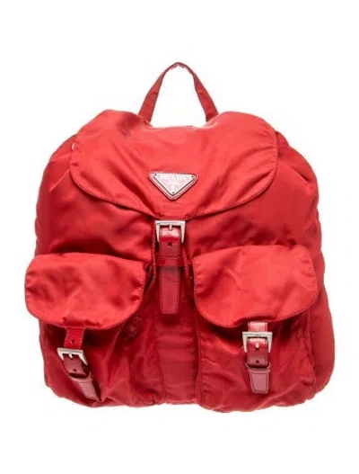 Pre-owned Prada Tessuto Nylon Nylon Backpack Medium In Red