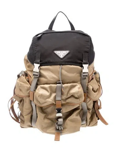 Pre-owned Prada Tessuto Nylon Nylon Cargo Backpack Large In Neutral
