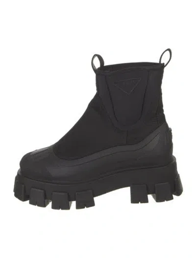 Pre-owned Prada Tessuto Nylon Nylon Chelsea Boots In Black