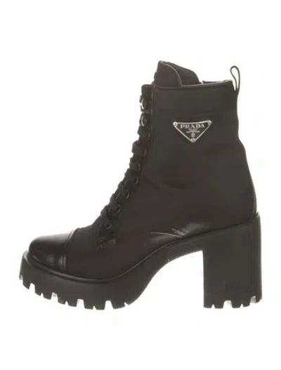 Pre-owned Prada Tessuto Nylon Nylon Combat Boots In Black